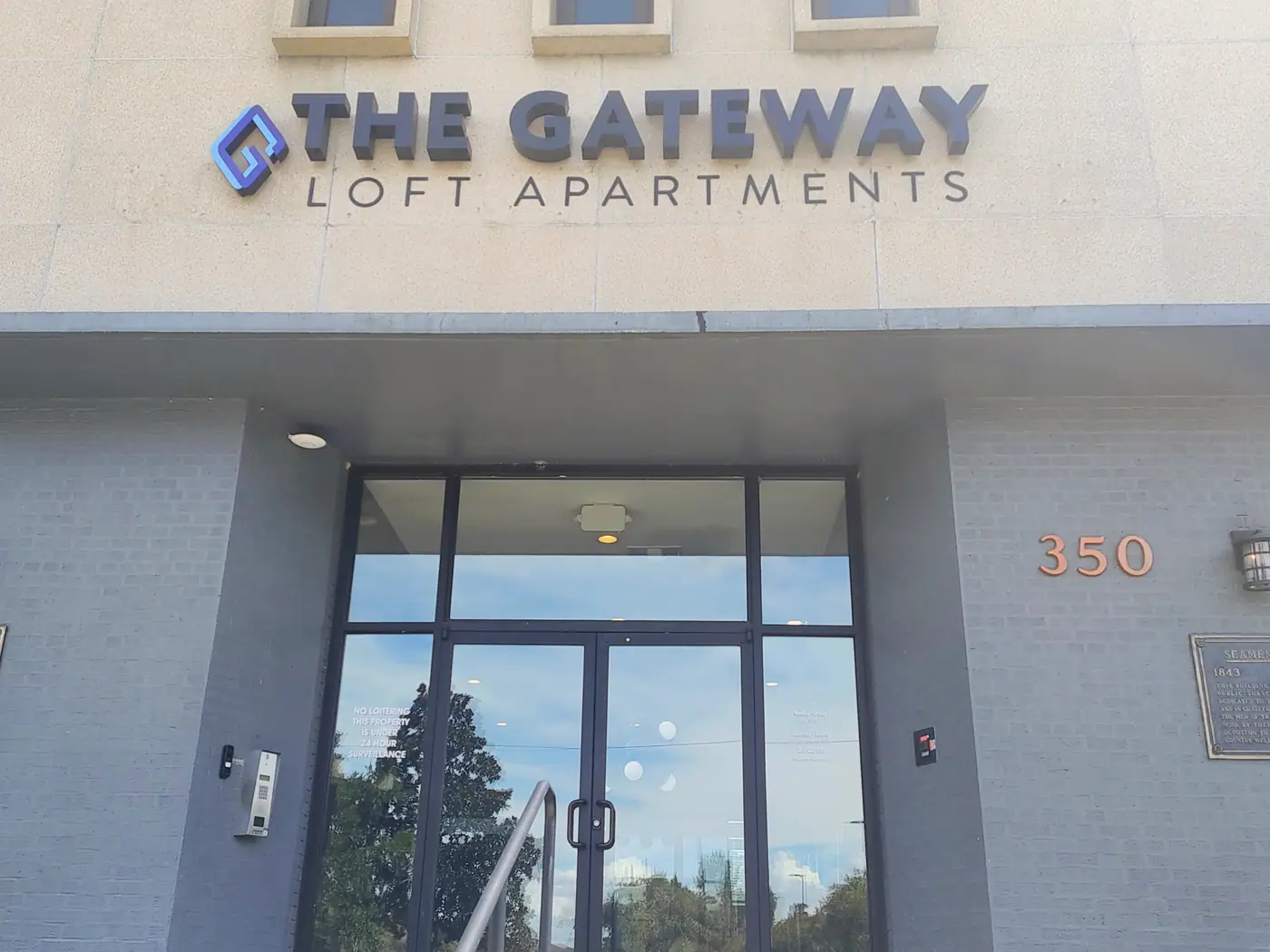 The Gateway Loft Apartments entrance signage